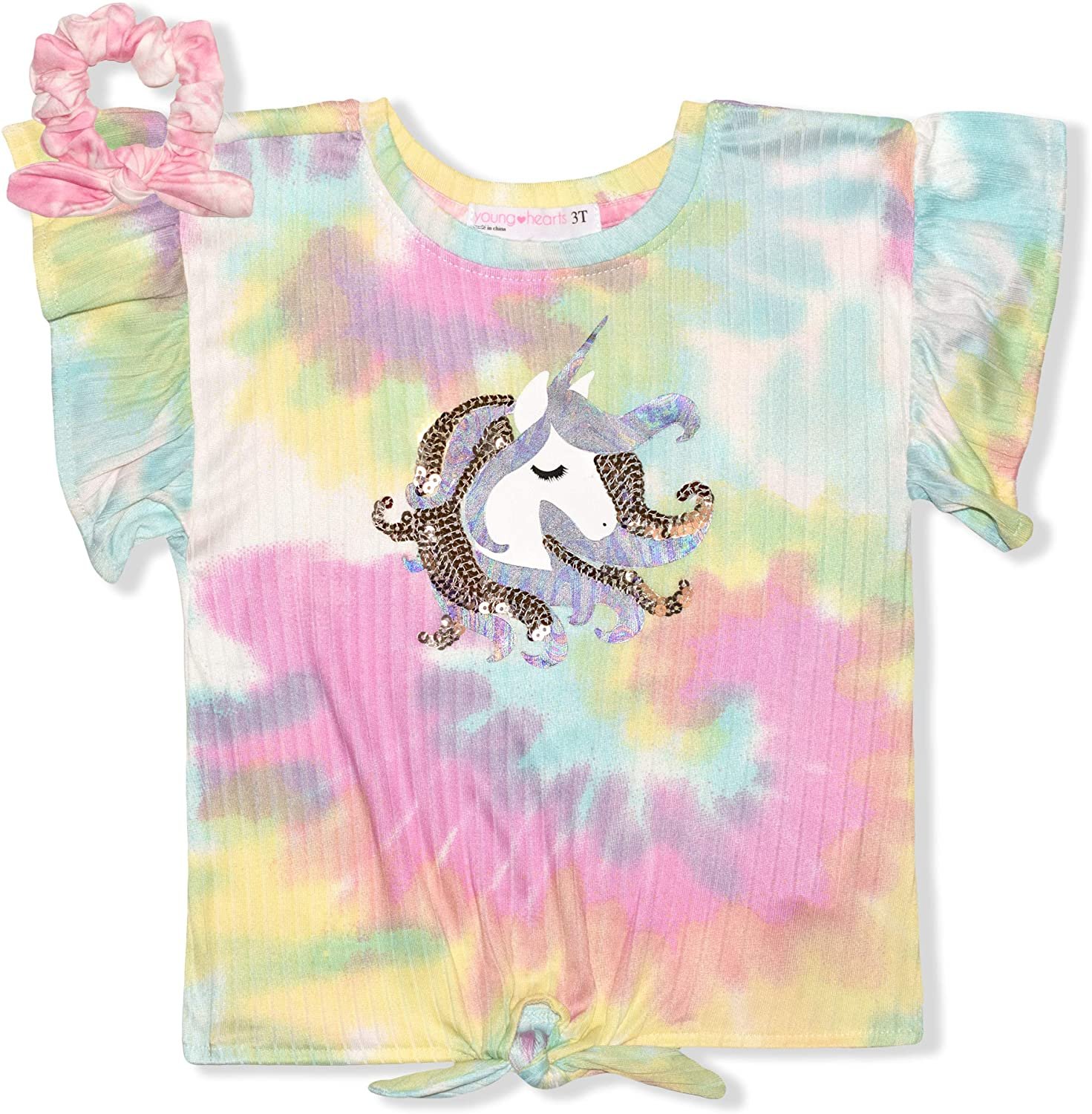 Sea Turtle Tie Dye Kids Girls Short Sleeve Ruffles Shirt Tee Jersey for 2-6T Sea Turtle Tie Dye Kids Girls Short Sleeve Ruffles Shirt Tee Jersey for 2-6T